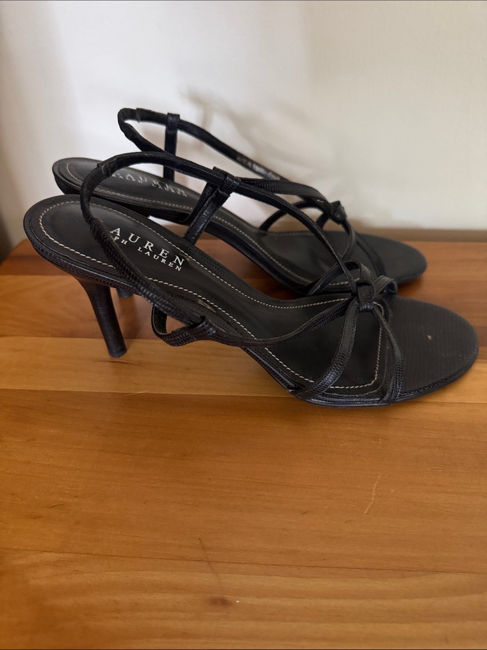Lauren Ralph Lauren Women’s Black Sandals Size 8.5 B Upper Leather Slingback - Picture 4 of 9